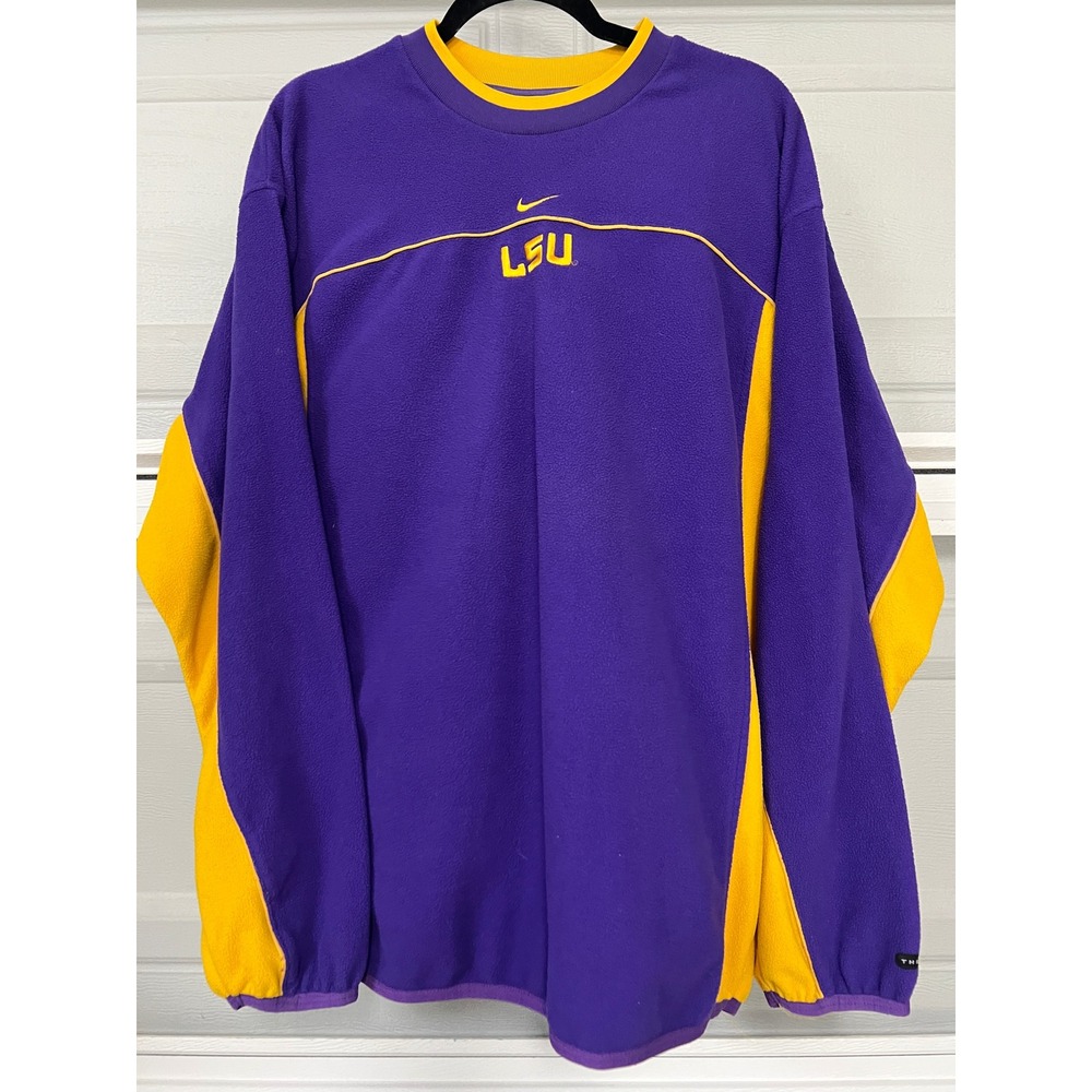 Vintage Nike Team LSU Tigers Fleece Sweatshirt Purple Gold Mens Large FA02 BLM
